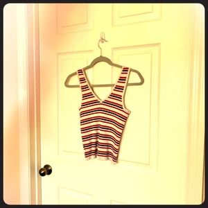 ribbed vneck striped sweater tank